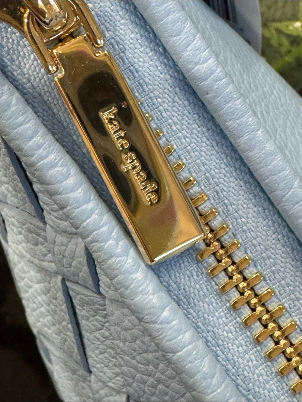 Kate Spade Kayla Woven Leather Small Shoulder Bag Blue NWT Gold Hardware KL026 - Picture 9 of 14